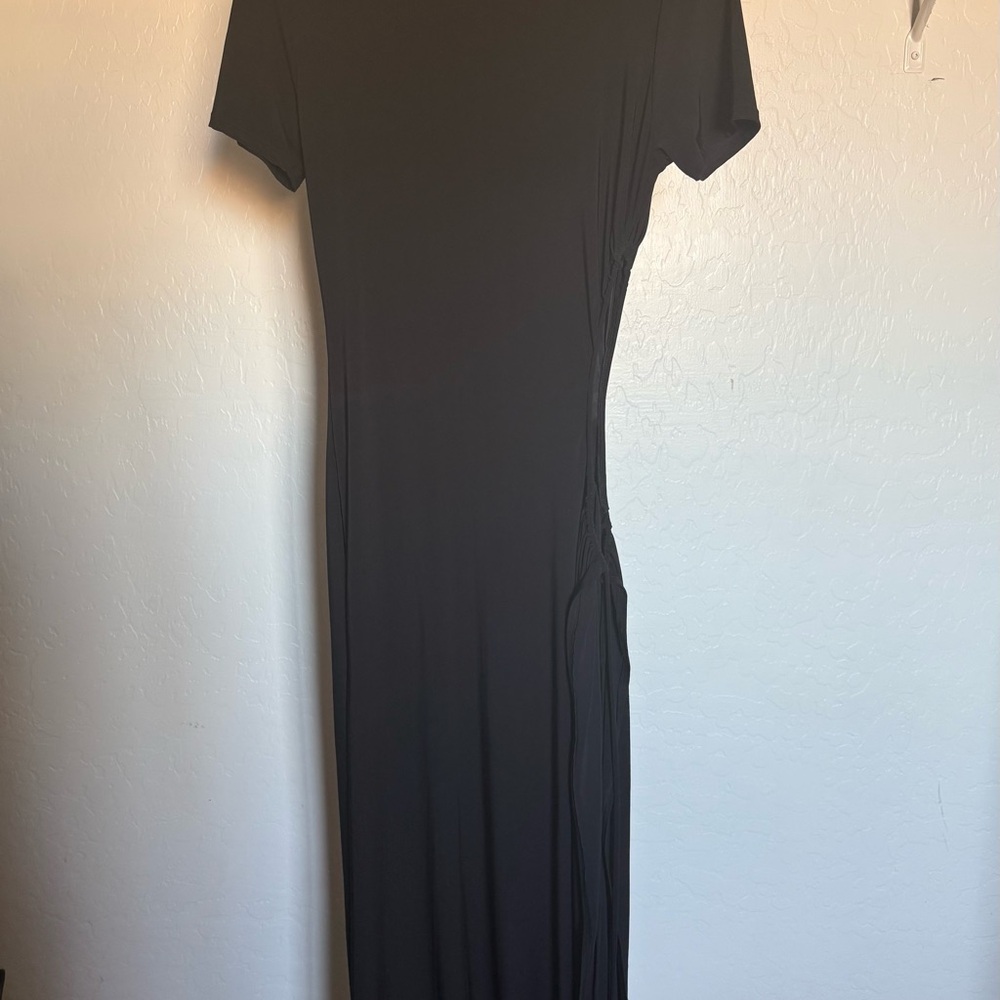 Fashion Nova Black Asymmetrical Maxi Dress